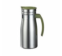 Yajuyi Bouilloire Inoxydable Carafe Verseuse Isotherme Pichet Inox Système Anti-chaleur Ouverture Large Entretien Simplifié Adaptée Bureau Environnement Professionnel, 1000ML, Vert+Poignée