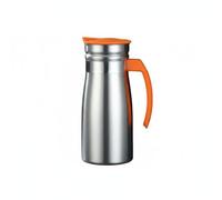 Yajuyi Bouilloire Inoxydable Carafe Verseuse Isotherme Pichet Inox Système Anti-chaleur Ouverture Large Entretien Simplifié Adaptée Bureau Environnement Professionnel, 800ML, Orange+Poignée