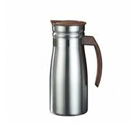 Yajuyi Bouilloire Inoxydable Carafe Verseuse Isotherme Pichet Inox Système Anti-chaleur Ouverture Large Entretien Simplifié Adaptée Bureau Environnement Professionnel, 1000ML, Marron+Poignée
