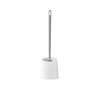 Yajuyi Brosse de Toilette Ronde Brosse WC Ensemble Support Murale Manche Long Socle Fermé Tête 360 Atteinte des Recoins Poils Compacts Polypropylène Hygiène, Gris Et Blanc