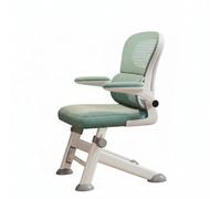 Yajuyi Chaise d'Étude pour Enfant Chaise d'Écolier Chaise de Bureau Siège Réglable Dossier en Maille Accoudoirs Rabattables Appui Soutenant Armature, Vert, Cadre Blanc