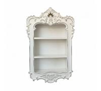 Yajuyi Étagère Murale Décorative Rayonnage Meuble Bibliothèque Bois Sculpté à Détails Baroques et Niche Rectangulaire à Trois Niveaux pour Mettre en Scène, Blanc Rétro