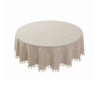 Yajuyi Nappe Imperméable Ronde Couverture de Table en Polyester Jacquard Résistante à l'usure Facile d'entretien Adaptée pour Déjeuner Décoration Intérieure, 200 Cm, Café - Carreaux Imperméables