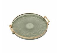 Yajuyi Plateau à Motif Diamant Plateau de Service Plateau avec Poignées Plateau Décoratif Conçu en Plastique Robuste Façon Verre Transparent Adapté pour, Transparent, Assiette Ronde