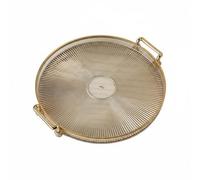 Yajuyi Plateau à Motif Diamant Plateau de Service Plateau avec Poignées Plateau Décoratif Conçu en Plastique Robuste Façon Verre Transparent Adapté pour, Ambre, Assiette Ronde