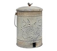 Yajuyi Poubelle à Pédale Extérieure Vintage Corbeille Conteneur Bac Corps en Fonte Solide et Bac Intérieur Double pour Déchets Adaptée Barbecue Jardin Terrasse Espace Extérieur, Gris