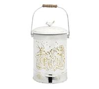 Yajuyi Poubelle à Pédale Extérieure Vintage Corbeille Conteneur Bac Corps en Fonte Solide et Bac Intérieur Double pour Déchets Adaptée Barbecue Jardin Terrasse Espace Extérieur, Blanc