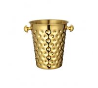 Yajuyi Seau à Champagne Socle Métallique Robuste et Poli Contenant pour Rafraîchir Vin et Boissons Fermentées Design Évasé Fonctionnel Accessoire de Table, Doré, Seau À Glace Martelé Doré