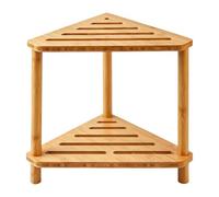 Yajuyi Tabouret de d'angle avec étagère de Rangement, Siège en Bambou Multifonctionnel, Antidérapant et Imperméable, Idéal pour La Salle de Bain, Cylindre Triangulaire