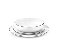 YAKA Porcelaine Blanche Assiette Creuse D20 Médard de NOBLAT Liseret NOIR