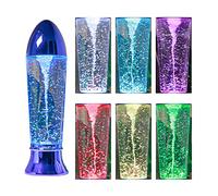 YAKii Lampe Tornade LED de 26,7 cm Changement de Couleur, Jouet Scientifique Tornado Maker, Fonctionne sur Piles/Câble USB, Décoration de Noël Bleue