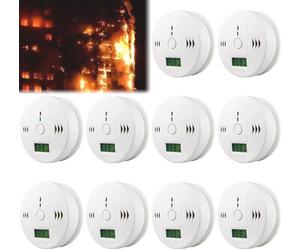 Yakimz 10x CO Medler Détecteur de fumée Alarme incendie Pause et bouton test Indicateur de batterie Blanc