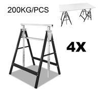 Yakimz 4× tréteau d'échafaudage, tréteau pliant capacité de charge 200kg, réglable 80-130CM, intérieur ou extérieur, avec sécurité antidérapante, tréteau de travail, Schwrz
