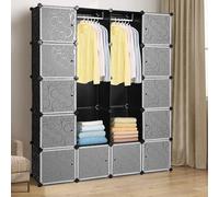 Yakimz Armoire à vêtements Armoires pour enfants Étagère de salle de bain Étagère à chaussures Bricolage stable Rangement Armoire 20 cubes Blancs