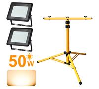 Yakimz LED Projecteur avec trépied Lampes de travail Projecteurs Hôtel Projecteur de chantier 2X50W Blanc chaud