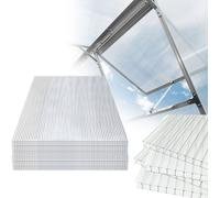 Yakimz Plaques alvéolaires 14 pcs. Plaques alvéolaires doubles Plaques de serre Plaques alvéolaires antichoc UV Résistant 121x60,5 cm Polycarbonate Transparent