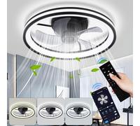 Yakimz Ventilateur de plafond avec éclairage, Ø50cm Plafonnier avec ventilateur, Télécommande, 6 vitesses, 3 couleurs Dimmable, mode été-hiver, Timer Ventilateur Pour Salon Salle à manger