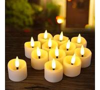 Yakpo Lot de 12 bougies chauffe-plat à LED à piles, sans flamme vacillante, petites bougies chauffe-plat à DEL vacillantes en vrac pour Noël, Halloween, décorations en forme de citrouille