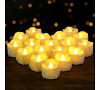 Yakpo Lot de 24 bougies chauffe-plat LED à minuterie à piles sans flamme vacillante - Bougies d'extérieur artificielles pour décoration de Noël - Citrouille d'Halloween