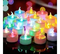 Yakpo Lot de 48 bougies chauffe-plat à changement de couleur lente à piles, sans flamme, bougies votives colorées vacillantes en vrac pour Noël, Halloween, décorations en forme de citrouille