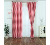 Yaland Home Fashion Rideau décoratif à carreaux moderne avec galon fronceur (H x l 150 x 100 cm, rouge)