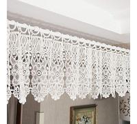 Yaland Rideau Brise-bise en Dentelle - Style Maison de Campagne - Rideau de bistrot à œillets - Rideau de fenêtre - Magnifiquement décoré - Dimensions (l x H x H) : 120 x 30 cm - Blanc