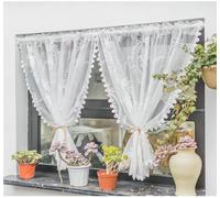 Yaland Rideau brise-bise vintage avec motif floral délicat - Broderie transparente - Avec passe-tringle - 1 pièce - Blanc - H x l : 100 x 140 cm