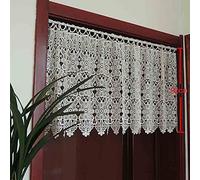 Yaland Rideau court, en dentelle, style maison de campagne, bistrot, à œillets, rideau de fenêtre, rideau de porte, rideau de porte, avec motif floral, magnifiquement décoré (l x H) 100 x 50 cm,