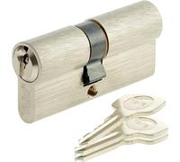 Yale 10-0252-2727-00-2101 Double cylindre profilé nickelé mat, Serrure Porte Verrou