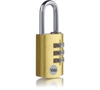 YALE Cadenas aluminium à combinaison 28 mm, anse acier, laiton, 3 chiffres