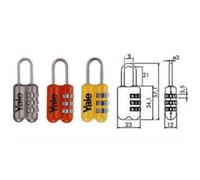 Yale - Cadenas De Voyage à Anse Combinée Pour Valises P2 - Mm.23 Gris (yp2/23/128/1g)