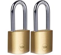 Yale cadenas en laiton corps 20 mm anse longue 3 clés mécanisme à clé sécurité standard intérieur (Lot de 2)