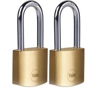 Yale cadenas en laiton corps 30 mm anse Ø5 mm 3 clés mécanisme nse trempée double verrouillage sécurité standard conforme EN 12320 intérieur casiers casiers armoires boîtes à outils (Lot de 2)