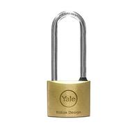 YALE Cadenas en Laiton Y1130025080X, Largeur du Corps 25 mm, Arc Long en Acier carbonitruré de 11 mm, avec Anneau en Caoutchouc pour protéger Les mécanismes internes, livré avec 2 clés