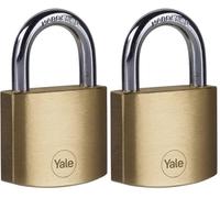 Yale Cadenas laiton 40 mm - Y110B/40/122/1 - Anse acier cémenté, 3 clés - Pour Casier Scolaire Ecole, Vestiaire de Sport, Boîte à Outils, Armoire (Lot de 2)