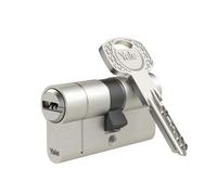 Yale Cylindre double profil Euro 1350 avec fonction d'urgence et de danger 10-1358-5050-00-2201 Haute protection 50/50 mm Nickel satiné 5 clés Anti-claquement Fonction d'urgence Protection certifiée