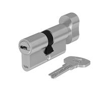 Yale Cylindre européen Série 1000 30/30K mm nickel satiné double cylindre avec bouton, 5 clés incluses, adapté pour bureaux et portes intérieures