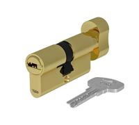Yale Cylindre européen Série 1000 40/40K mm laiton poli double cylindre avec bouton, 4 clés incluses, sécurité renforcée pour portes intérieures et bureaux