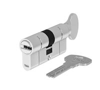 Yale Cylindre européen Série 2100 45/35K mm chrome poli cylindre avec bouton, 5 clés incluses, adapté pour portes intérieures et bureaux