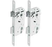 Yale Homme/Femme Serrure à Encastrer Passage de Cylindre (Non fourni), Réversible, Blanc - Têtière Bouts Ronds, Axe à 40 mm - pour Porte de Bureau, de Service ou d'Entrée, Blanc, Standard (Lot de 2)
