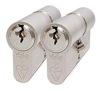 Yale KM3535-NP-KA Euro-Double Cylindre, 1 étoile, avec Gel de qualité, 3 clés, Haute sécurité, en boîte, Convient pour Tous Les Types de Portes, nickelé, 35:10:35 (80 mm), Lot de 2