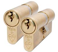 Yale KM3550-PB Lot de 2 cylindres à Double étoile 3 clés Haute sécurité en boîte adaptée à Tous Les Types de Portes, Finition Laiton, 35:10:50 (95 mm)