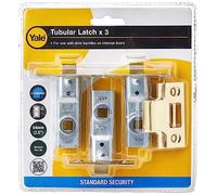Yale Lot de 3 loquets à mortaiser tubulaires, sans Verrouillage, Laiton Poli, 64 mm