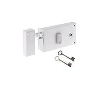 Yale Serrure en applique horizontale à fouillot Gauche - YAH37G - Blanc, 2 Clés fournies, Axe à 55 mm, Carré de 6 mm, Version Gauche - pour Grille et Portail