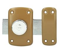 Yale Verrou à bouton YV10 – Cylindre Ø23 mm, Longueur 45 mm, 5 goupilles, 3 clés, Marron doré