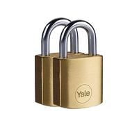 Yale Y110B/30/115/2 - Lot de 2 cadenas laiton 30 mm, anse acier cémenté, 3 clés - Pour Casier Scolaire Ecole, Vestiaire de Sport, Boîte à Outils, Armoire