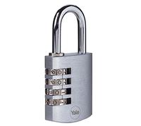 Yale Y110B/50/126/1 - cadenas à combinaison en laiton corps 40×50 mm anse Ø6 mm finition chromée sans clé sécurité standard intérieur casiers casiers armoires boîtes à outils code réinitialisable anti