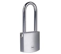 Yale Y110B/50/166/1 - cadenas en laiton corps 50×47 mm anse longue Ø7 mm finition chromée 3 clés mécanisme à clé double verrouillage haute sécurité conforme EN 12320 extérieur portes et abris portes p