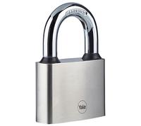 Yale Y111B/60/132/1 - cadenas disque en fer corps 60 mm anse longue plaqué nickel 3 clés mécanisme nse trempée sécurité standard conforme EN 12320 extérieur portes et abris portes portails abri