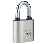 Yale Y112/30/137/1 - cadenas disque en fer corps 30 mm anse longue plaqué nickel 3 clés mécanisme à clé anse trempée sécurité standard conforme EN 12320 extérieur portes et abris portes portails abris